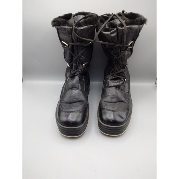 Pajar Tex Faux Fur Lined Black Boot Lace Up Non Marking Sole Size 10 - Picture 4 of 10